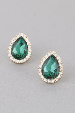 Jewel Teardrop Stud Earrings