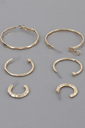 Multi Indent Hoop Earrings Set