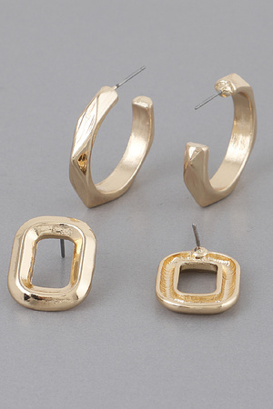 Copper Metal Clip Earrings Set