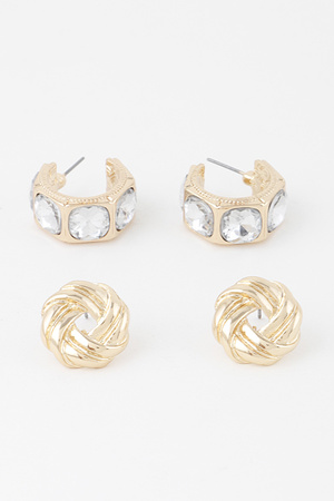 Embellished Zircon Earrings Set