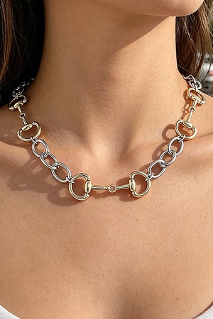 Polished Horseshoe Chain Collar Necklace