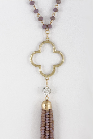 Crystal Bead Tassel with Clove Detail Necklace 7JAD4