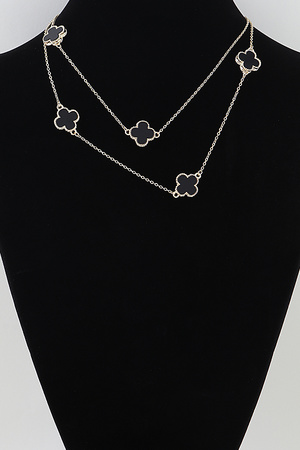 Double Stone Clover Charm Necklace
