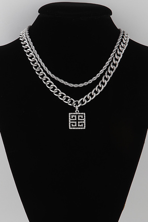 Jeweled Greek Key Chain Necklace