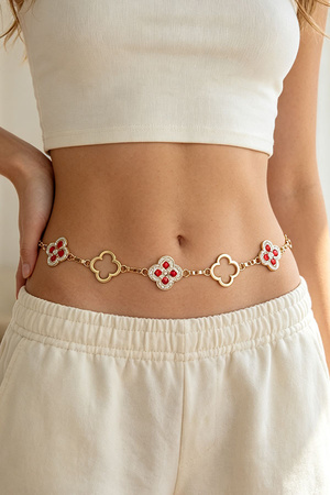 Multi Open Bejeweled Clover Charm Belt