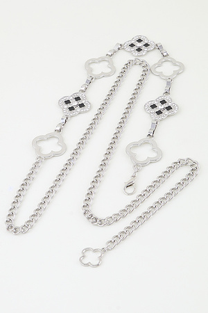 Multi Bejeweled Clover Chain Belt