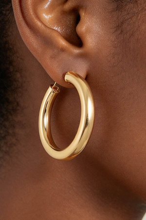 Chunky Metallic Open Tube Hoop Earrings