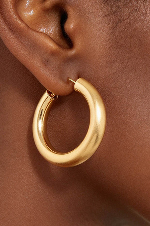 Small chunky Metallic open Tube Hoop Earrings