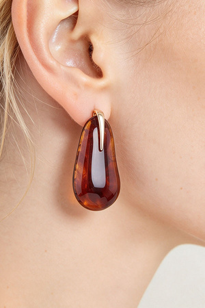 Modern Pebble Shaped Resin Stud Earrings with Gold Accent