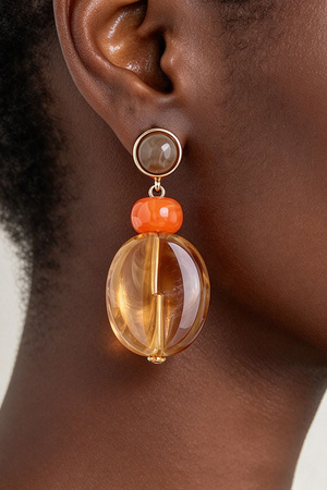 Bold Marbled Resin & Acrylic Bead Statement Earrings