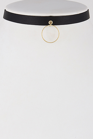 Simple Solid Choker Necklace With Hoop 6JCC2