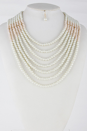 Elegant Thick Faux Pearl Necklace Set 6FAG1