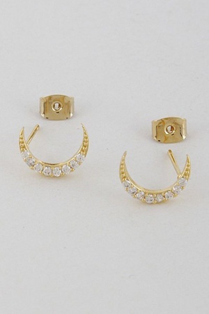 Crescent Stud Rhinestone Earrings 7CCE4