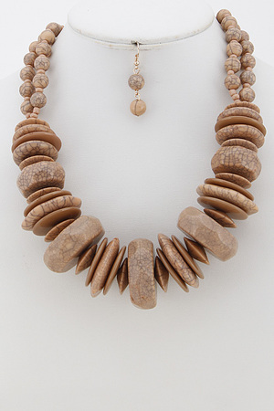 Marble Stone Statement Necklace Set 6ABJ5