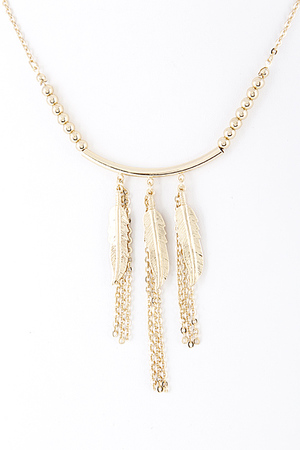 Long Feather Necklace with Chain Detail 5ICE4