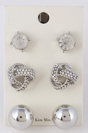 Casual Earring Set with Rhinestone Detail 6GAC4
