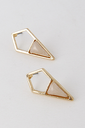 Rhombus Shape Earrings with Small Stone Details 6GAC6