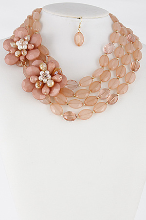 Thick Flower Statement Necklace Set 6FAB5